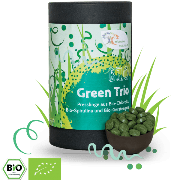 Bio Green Trio - Chlorella, Spirulina & Gerstengras - Presslinge 